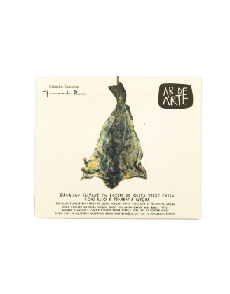 Bacallau salvaxe en AOVE con allo e pementa negra – Ar de Arte